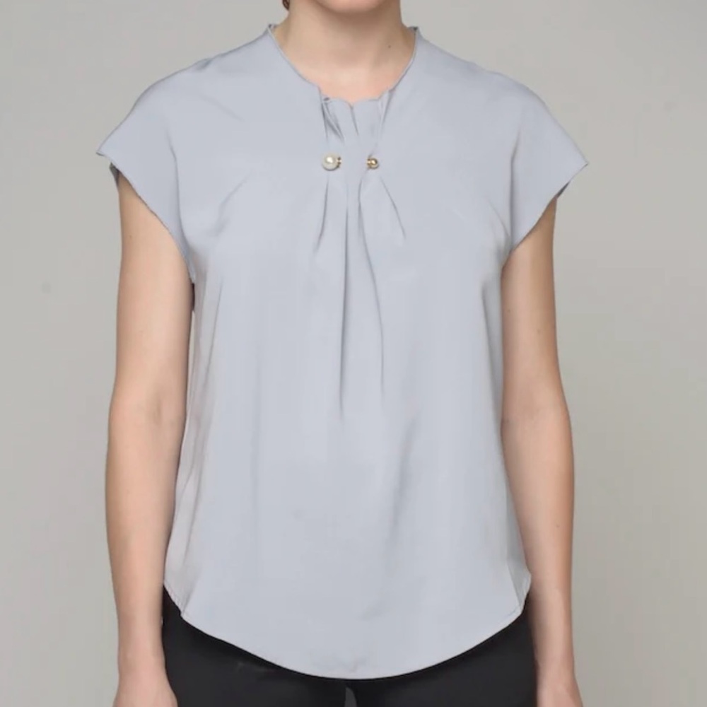 CISTAR NEW YORK Luna Pearl Satin Shirt Blouse Size M